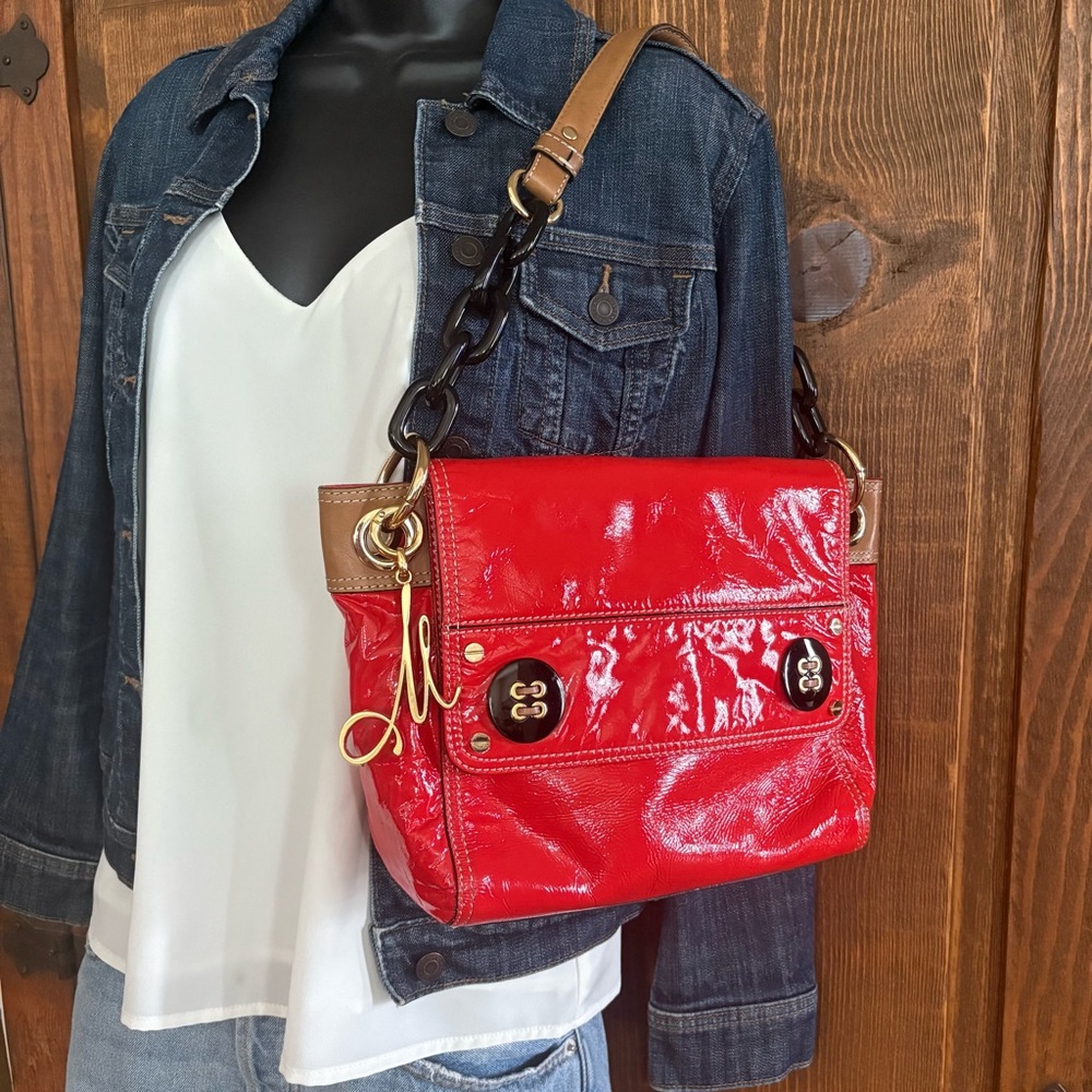 Milly Red Patent Leather Shoulder Bag with Dustbag